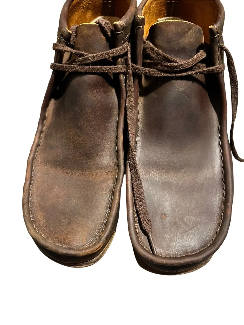 Clarks Originals Wallabee Boot Men 10.5 Brown Distressed Leather Moc Toe Lace Up
